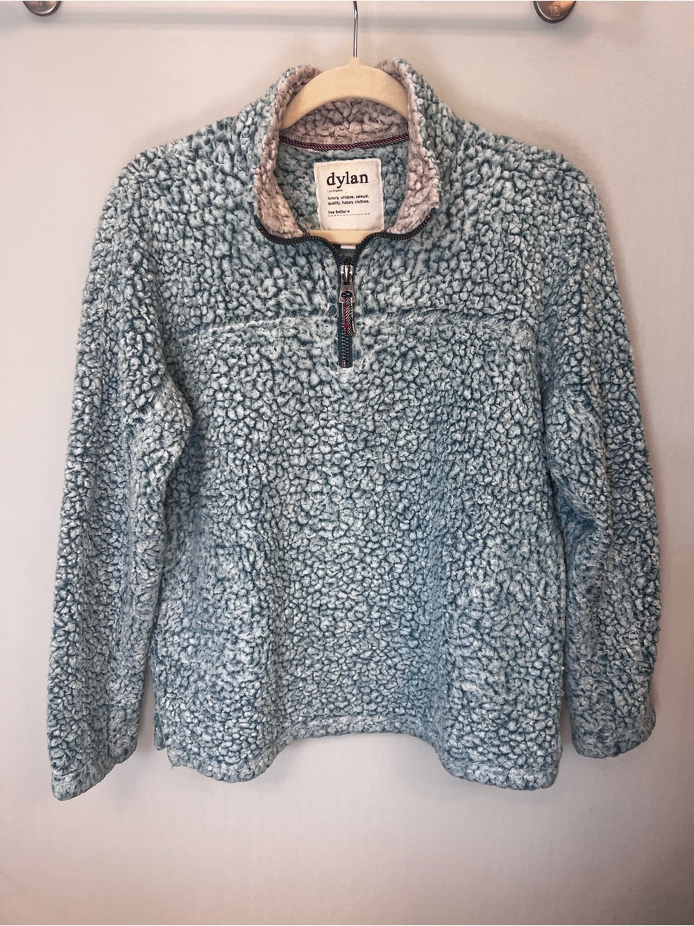 dylan Cozy Light Blue Sherpa Quarter-Zip Pullover